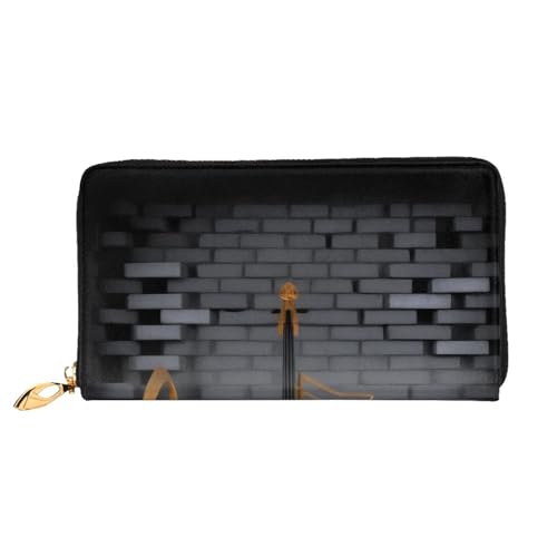 KHDKLXOHZ Stilvolle lange Ledergeldbörse für Damen, Notengitarre, PU-Leder-Geldbörse mit Reißverschluss, Clutch, Handy-Kartenhalter, Kreditkarten-Geldbörse, Münzorganizer, Clutch-Geldbörse, 3D, von KHDKLXOHZ