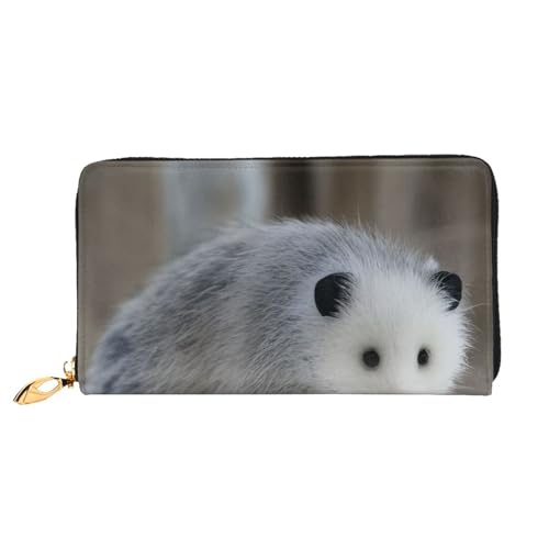 KHDKLXOHZ Stilvolle lange Ledergeldbörse für Damen, Opossum im Schnee, PU-Leder-Geldbörse mit Reißverschluss, Clutch, Handy-Kartenhalter, Kreditkarten-Geldbörse, Münzorganizer, Clutch-Geldbörse, 3D, von KHDKLXOHZ