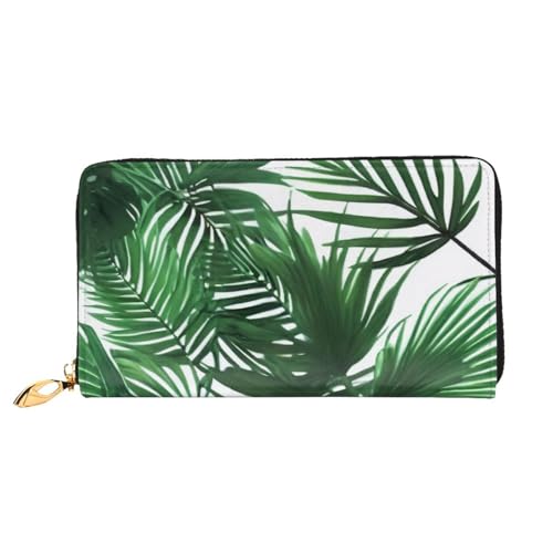 KHDKLXOHZ Stilvolle lange Ledergeldbörse für Damen, Palmblatt, PU-Ledergeldbörse mit Reißverschluss, Clutch, Handy-Kartenhalter, Kreditkarten-Geldbörse, Münzorganizer, Clutch-Geldbörse, 3D, von KHDKLXOHZ