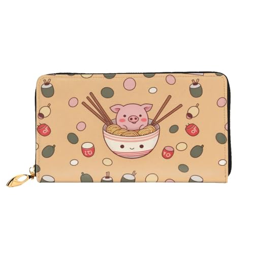 KHDKLXOHZ Stilvolle lange Ledergeldbörse für Damen, köstliche süße Ramen, PU-Leder-Geldbörse mit Reißverschluss, Clutch, Handy-Kartenhalter, Kreditkarten-Geldbörse, Münzorganizer, Clutch-Tasche, 3D, von KHDKLXOHZ