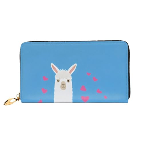 KHDKLXOHZ Stilvolle lange Ledergeldbörse für Damen, niedliche Alpakas, PU-Leder-Geldbörse mit Reißverschluss, Clutch, Handy-Kartenhalter, Kreditkarten-Geldbörse, Münzorganizer, Clutch-Geldbörse, 3D, von KHDKLXOHZ