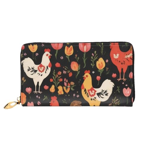 KHDKLXOHZ Stilvolle lange Ledergeldbörse für Damen, niedlicher Hahn, Huhn, PU-Leder-Geldbörse mit Reißverschluss, Clutch, Handy-Kartenhalter, Kreditkarten-Geldbörse, Münzorganizer, Clutch-Geldbörse, KHDKLXOHZ Stilvolle lange Ledergeldbörse für Damen, niedlicher Hahn, Huhn, PU-Leder-Geldbörse mit Reißverschluss, Clutch, Handy-Kartenhalter, Kreditkarten-Geldbörse, Münzorganizer, Clutch-Geldbörse, von KHDKLXOHZ