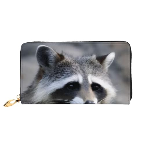 KHDKLXOHZ Stilvolle lange Ledergeldbörse für Damen, niedlicher Waschbär, PU-Leder-Geldbörse mit Reißverschluss, Clutch, Handy-Kartenhalter, Kreditkarten-Geldbörse, Münzorganizer, Clutch-Geldbörse, 3D, von KHDKLXOHZ