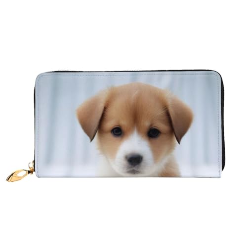 KHDKLXOHZ Stilvolle lange Ledergeldbörse für Damen, niedlicher Welpen-Hund, PU-Leder-Geldbörse mit Reißverschluss, Clutch, Handy-Kartenhalter, Kreditkarten-Geldbörse, Münzorganizer, Clutch-Tasche, 3D, von KHDKLXOHZ