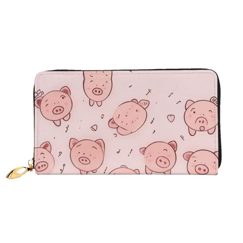 KHDKLXOHZ Stilvolle lange Ledergeldbörse für Damen, niedliches Schwein, PU-Leder-Geldbörse mit Reißverschluss, Clutch, Handy-Kartenhalter, Kreditkarten-Geldbörse, Münzorganizer, Clutch-Geldbörse, 3D, von KHDKLXOHZ