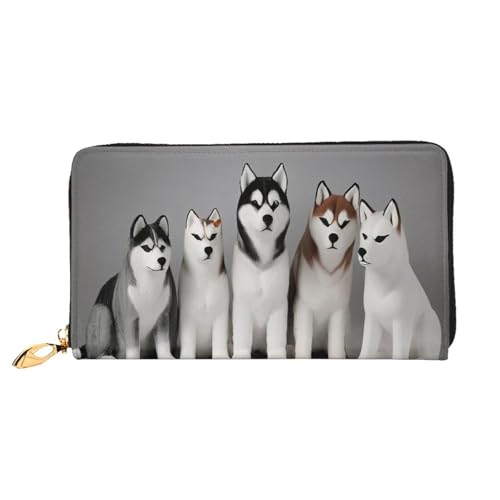 KHDKLXOHZ Stilvolle lange Ledergeldbörse für Damen, schöne Hunde, PU-Ledergeldbörse mit Reißverschluss, Clutch, Handy-Kartenhalter, Kreditkarten-Geldbörse, Münzorganizer, Clutch-Tasche, 3D, von KHDKLXOHZ