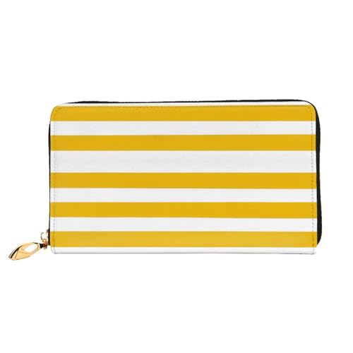 KHDKLXOHZ Stilvolle lange Ledergeldbörse für Damen, zitronengelbes Streifenmuster, PU-Leder-Geldbörse mit Reißverschluss, Clutch, Handy-Kartenhalter, Kreditkarten-Geldbörse, Münzorganizer, von KHDKLXOHZ
