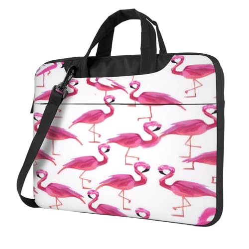Ultradünne Laptoptasche mit Flamingo-Druck, 39,6 cm (15,6 Zoll), mit Schultergurt, wasserdichte Computerhülle für 33, 35,6 cm, 39,6 cm (13 Zoll), 39,6 cm (15,6 Zoll), tragbare Aktentasche, Kurier, 3D von KHDKLXOHZ