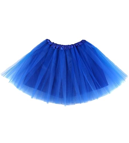 KHDULQ Tüllrock Damen Tütü Rock Tüllrock Damen Stretch 4 Lagen Tüll Rot 80Er Rock Rockabilly Tütü (DE/NL/SE/PL, Alter, Einheitsgröße, 3XL, S, Regular, Regular, Blau) von KHDULQ
