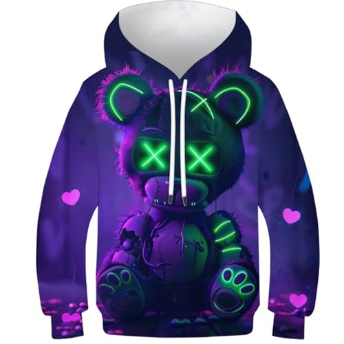 Cartoon Bear 3D Kleinkind Jungen Kinder Langarmshirt Pullover Sweatshirts Kinder Hoody 9-11Y von KHHKJBVCE