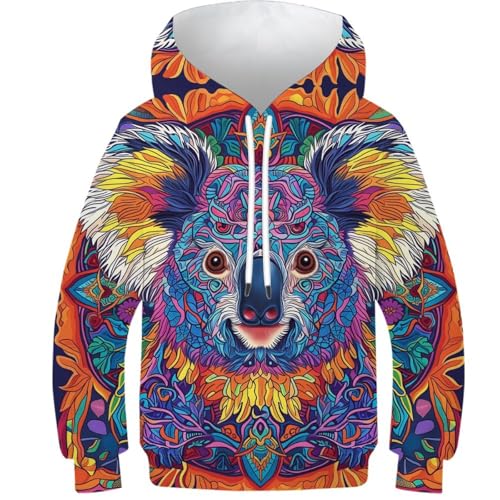 KHHKJBVCE Art Koala Jungen Mädchen Hoodies 3D-gedruckte Kapuzenpullover Lässiger Langarmpullover Mit Tasche 11-13Y von KHHKJBVCE