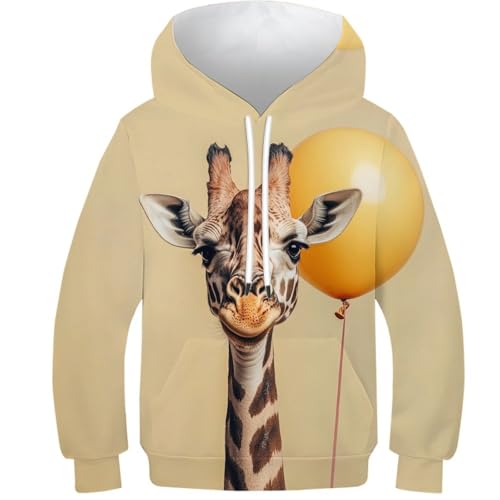 KHHKJBVCE Jungen Mädchen Giraffe Hoodies 3D Cool Hoody Lustige Pullover Sweatshirts Langarm Kapuzenpullover 8-10Y von KHHKJBVCE