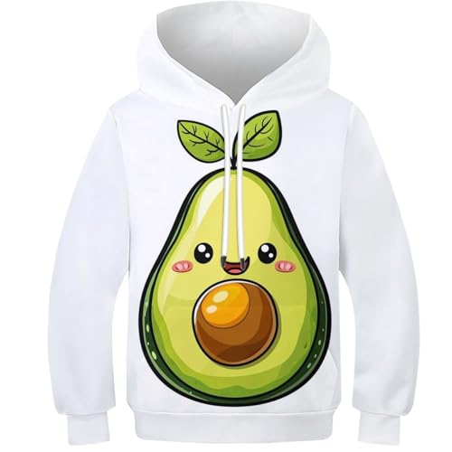 KHHKJBVCE Lovely Avocado Jungen Mädchen Hoodies 3D-Druck Sweatshirt Kinder Kapuzen Langarm Tops Pullover Mit Tasche 9-11Y von KHHKJBVCE
