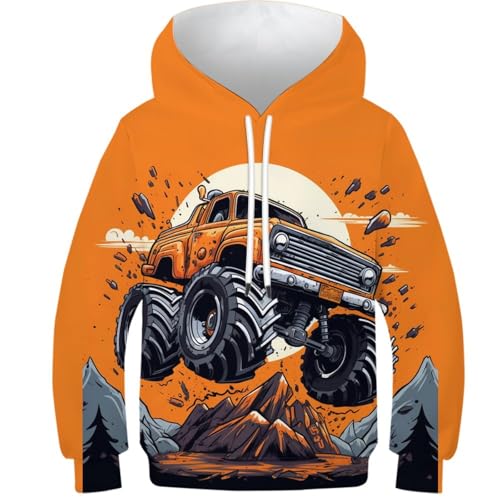 KHHKJBVCE Monster Truck Ultra Truck Teen Hoodie Roman 3D-Druck Niedlich Gedrucktes Muster Unisex Kinder Freizeit Mode Hoodie Langarm Pullover Hoodie Sweatshirt Mit Taschen 7-9Y von KHHKJBVCE