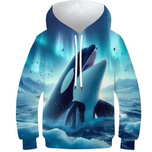 KHHKJBVCE Orca Teen Hoodie Roman 3D-Druck Niedlich Gedrucktes Muster Unisex Kinder Freizeit Mode Hoodie Langarm Pullover Hoodie Sweatshirt Mit Taschen 9-11Y von KHHKJBVCE