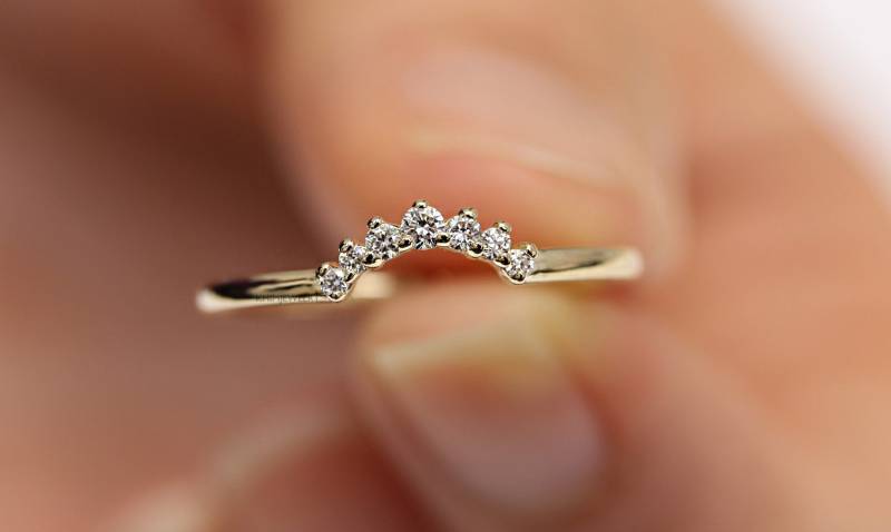 Diamant Cluster Ehering 14K Gold Krönchenring von KHIMJEWELRY