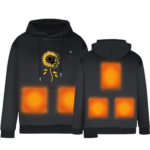 KHIRVWL Beheizbarer Hoodie Unisex Clearance, Beheizbare Pullover Herren Frauen Langarm Baumwolle Beheizte Kapuzenpullover Elektrisch Beheizbare Sweatershirt Mit Kapuze Erwachsene Mantel Mit Heizung von KHIRVWL