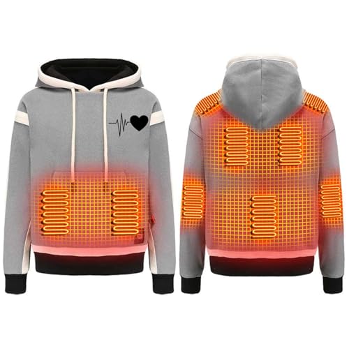 KHIRVWL Heizjacke Herren Damen Beheizbare Jacke Clearance, Pullover Mit Fleecefutter Kapuzenjacke Winter HeizmantelBeheizte Sweatjacke Mit Tasche Und Kordelzug Winddicht Outdoorjacke WäRmsel Jacke von KHIRVWL