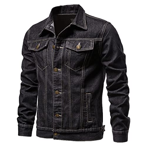 KHIRVWL Jeansjacke Herren Übergangsjacke Mode Slim Herrenjacke Outdoor Jacke Herren Casual Fashion Denim Jacke Herren Slim Workwear Jacke Leichte Atmungsaktive Jacke Herren Herbst Freizeitjacke von KHIRVWL
