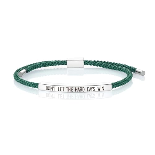 KHKINDPRO Damen Herren Armband Don 't Let The Hard Days Win Handmade Edelstahl Geflochten Verstellbar Inspirierendes Geschenk Schmuck für Frauen, Adjustable from 3 to 9 inches, Edelstahl, Kein von KHKINDPRO