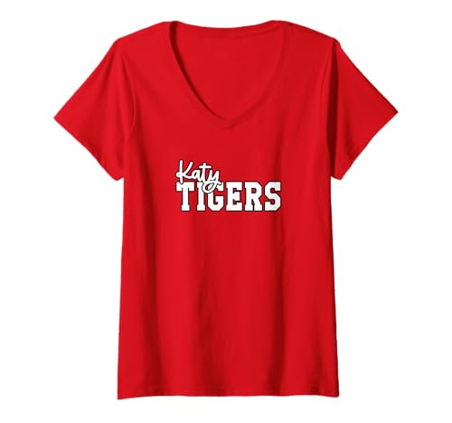 Damen Katy High School Tigers T-Shirt mit V-Ausschnitt von KHS Tigers Spirit Wear
