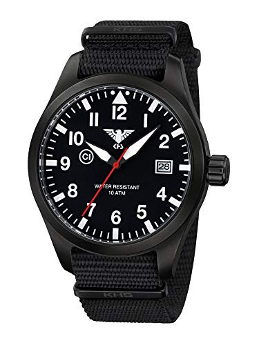 KHS Herrenuhr Airleader Black Steel Natoband Schwarz AIRBS.NB von KHS