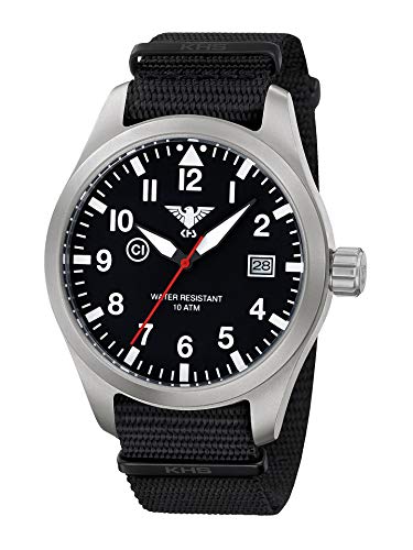 KHS Herrenuhr Airleader Steel mit Natoband Schwarz AIRS.NB von KHS