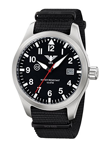 KHS Herrenuhr Airleader Steel mit Natoband Schwarz AIRS.NB von KHS