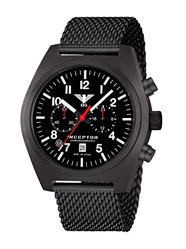 KHS Inceptor Black Steel Chronograph KHS.INCBSC.MB mit Maschenband schwarz von KHS