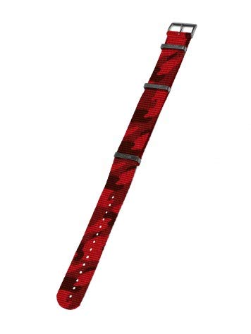 KHS Natoband Ersatzarmband Rot Camouflage, Nylon, Uhrenband, Länge 29cm, Breite 22mm, EBNRC.22 von KHS