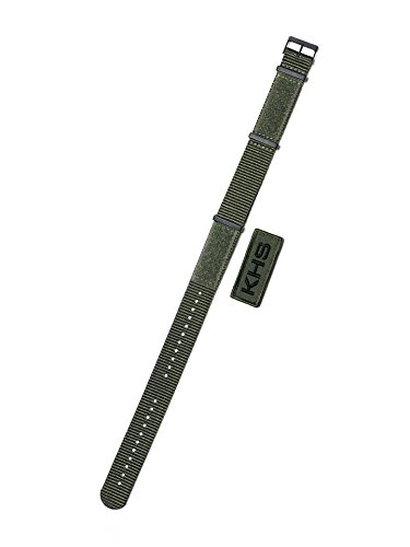 KHS Natoband Oliv, Uhrenband, Nylon, Stegbreite 20mm, Bandlänge 39cm, EBNXTO1.20, Uhrenarmband von KHS