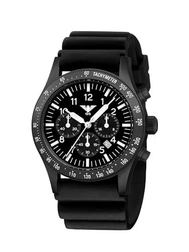 KHS Platoon Black Steel Solar Chronograph KHS.PLABSSC.DB mit Taucherband schwarz von KHS