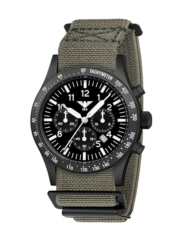 KHS Platoon Black Steel Solar Chronograph KHS.PLABSSC.DFSGO mit DIVERFLEX® Band Steingrau-Oliv von KHS
