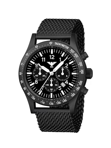 KHS Platoon Black Steel Solar Chronograph KHS.PLABSSC.MB mit Maschenband von KHS