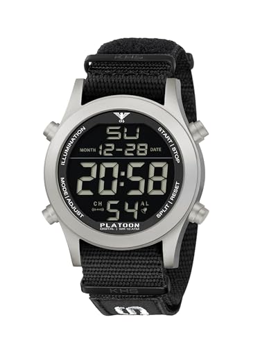 KHS Platoon Steel Digital KHS.PLASD.NXT7 mit Natoband XTAC (extra lang 37cm) schwarz/weiß von KHS
