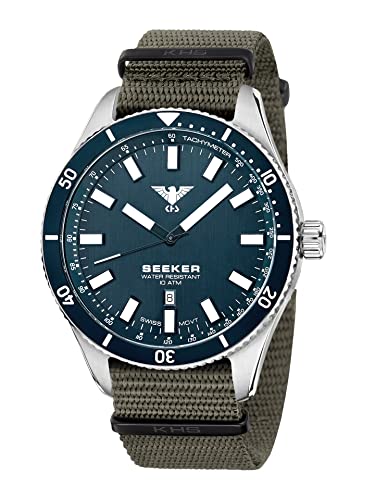 KHS Seeker Steel (Blaue Ausführung) KHS.SEESBLU.NSGO mit Natoband Steingrau-Oliv von KHS
