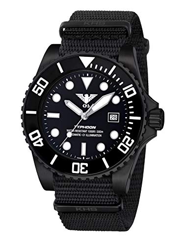 KHS Typhoon Black Steel Automatik KHS.TYBSA.NB mit Natoband schwarz von KHS
