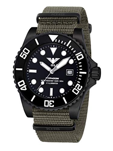 KHS Typhoon Black Steel KHS.TYBS.NSGO mit Natoband steingrau-Oliv von KHS
