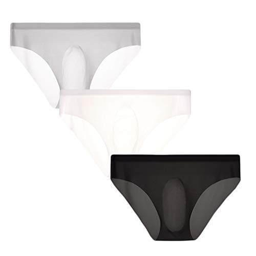 KHUFUZI Herren 3 Farben Pack EIS Seide Brief Ultra Soft Sexy Tanga Micro Modal Beutel Unterwäsche Höschen Geschenk für Freund von KHUFUZI