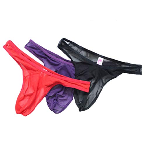 KHUFUZI Herren 3 Farben Pack Mesh Tangas Dessous Atmungsaktive Slips Sexy Unterwäsche Durchsichtige heiße Unterhose Geschenk für Freund von KHUFUZI