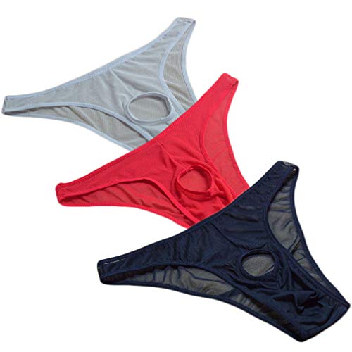 KHUFUZI Herren 3 Farben Pack Sexy Brief Coole Unterwäsche Ice Mesh G-Strings Bikini Tangas Geschenk für Freund von KHUFUZI