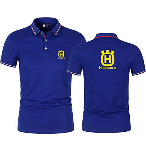 Herren Poloshirts Tops – H.u.s.q.v.a.r.n.a Print Golf Shirts Tennis Kurzarm Motorrad Poloshirts Sommer T-Shirts – Geschenk Für Teenager- Blue||XL von KHUYTRP