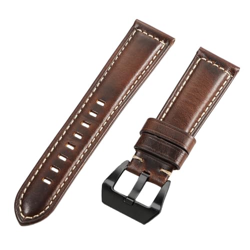 KHYTEBV 1PC Uhrenarmband, 20 mm 22 mm 24 mm 26 mm Leder-Uhrenarmband-Ersatz mit schwarzer Schnalle, passend für von KHYTEBV