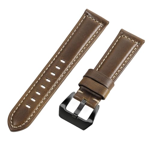 KHYTEBV 1PC Uhrenarmband kompatibel mit 20 mm 22 mm 24 mm 26 mm, Ersatz-Uhrenarmband aus Leder mit schwarzer Schnalle, passend für von KHYTEBV