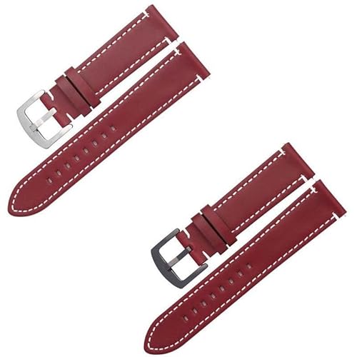 KHYTEBV 2 Stück Leder-Uhrenarmbänder in den Größen 20 mm und 22 mm, Schnellverschluss-Ersatzband mit Schnalle für Männer und Frauen von KHYTEBV