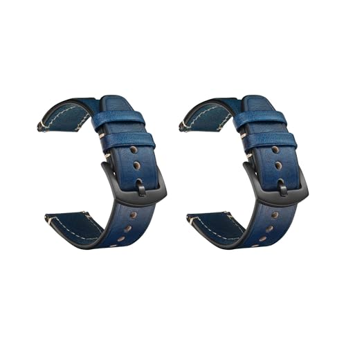 KHYTEBV 2 Stück Uhrenarmbänder, 18 mm, 20 mm, 22 mm, 24 mm, Schnellverschluss-Ersatzarmband aus Leder mit schwarzer Schnalle für Männer und Frauen von KHYTEBV