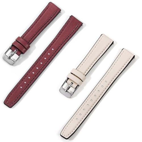 KHYTEBV 2 Stück Uhrenarmbänder, Schnellverschluss-Ersatzarmbänder aus Silikon und Leder, kompatibel mit den Größen 10 mm, 12 mm, 14 mm und 16 mm von KHYTEBV