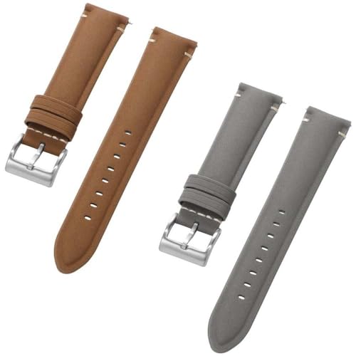 KHYTEBV 2 Stück Uhrenarmbänder, verstellbare Ersatz-Uhrenarmbänder aus Leder mit Passform in den Größen 20 mm und 22 mm von KHYTEBV