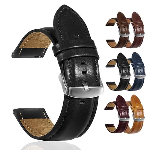 KHYTEBV 2 Stück Uhrenarmbänder passend für Schnellverschluss-Uhrenarmbänder im Vintage-Stil aus Leder mit 18 mm, 20 mm, 22 mm, 24 mm und 26 mm von KHYTEBV