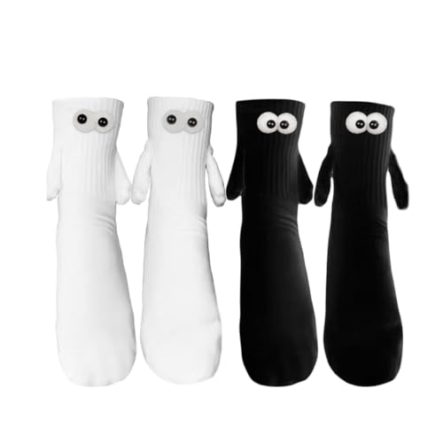 2 Paar Magnetische Socken zum Halten der Hände, lustige Socken, Hand in Hand Socken mit Magnetarmen,Lustige Alberne Geschenke für Frauen Männer Freunde Familie Partner Paar Kinder Party von KHYYQUA